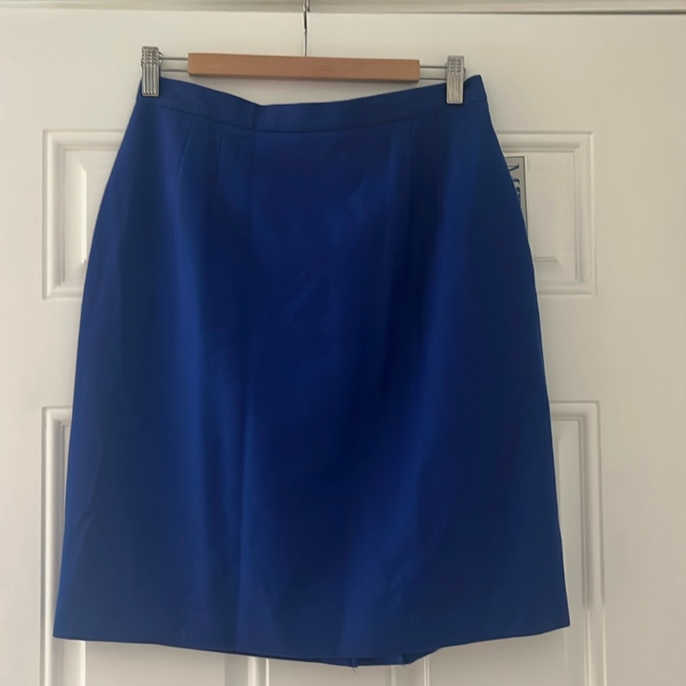 Vintage New York Michele Black Academia Wool cobalt blue knee length skirt